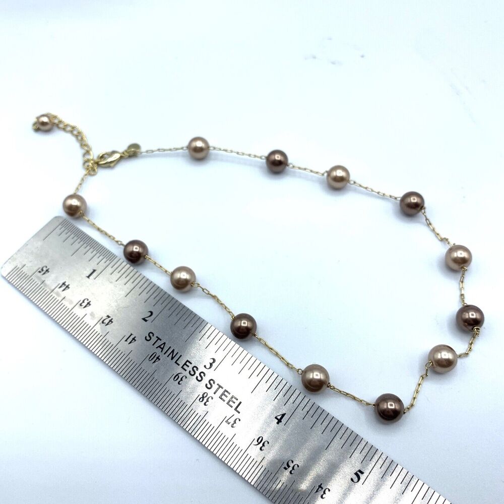 VTG RMN  Faux Pearl Necklace& earring set gold Tone 16"w/ 3" extension - Picture 3 of 7